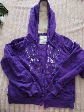 Womens Aeropostale Purple Hooded Zip-Up Puffer Jacket
